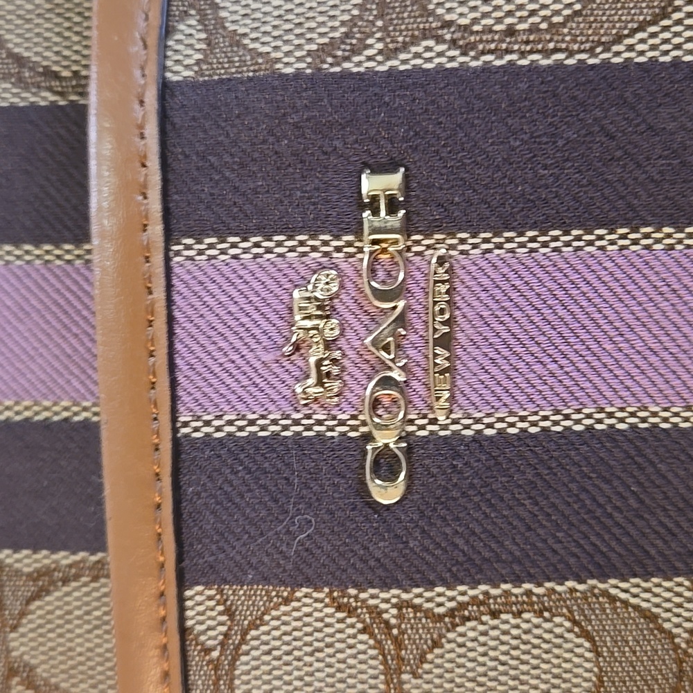 Coach File Brown and Purple Signature Crossbody Bag - Picture 9 of 13